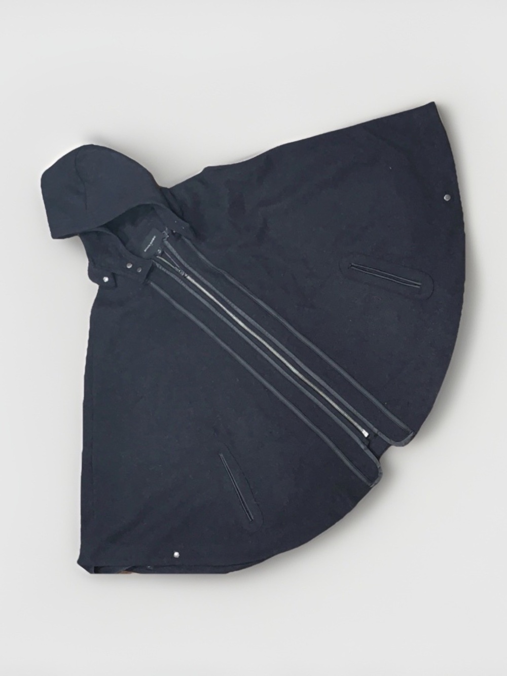 Vintage Wool Banana Republic Cloak Cape Poncho Hooded Black Size Medium